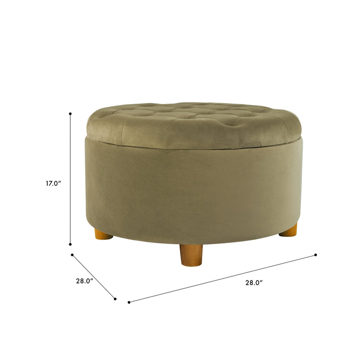 HomePop Round Storage Ottoman - Light Sage Green Velvet