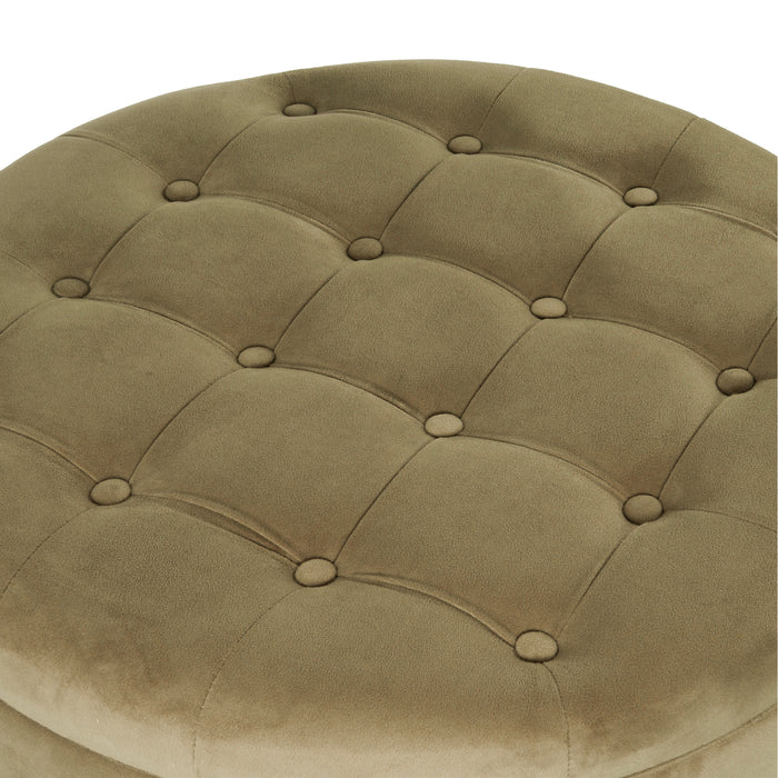 HomePop Round Storage Ottoman - Light Sage Green Velvet