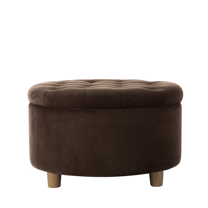 HomePop Round Storage Ottoman - Chocolate Brown Velvet