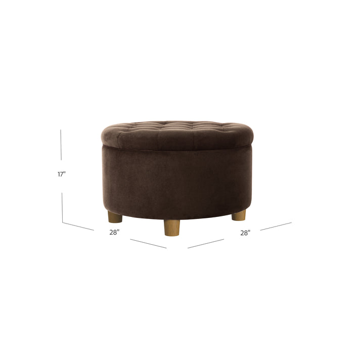 HomePop Round Storage Ottoman - Chocolate Brown Velvet