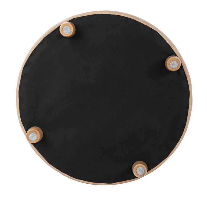 HomePop Round Storage Ottoman - Sand Faux Leather