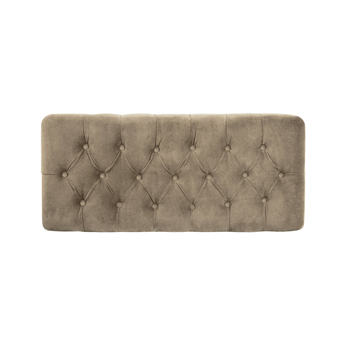 HomePop Button Tufted Storage Bench with Cone wood legs -  Fawn Velvet