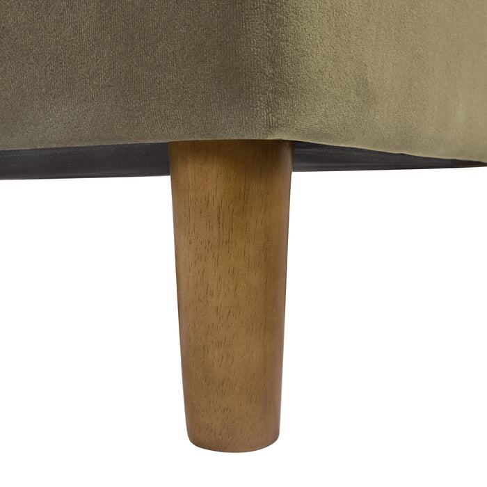 HomePop Button Tufted Storage Bench with Cone wood legs -  Light Sage Green Velvet