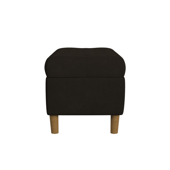 HomePop Button Tufted Storage Bench with Cone wood legs -  Chocolate Brown Velvet