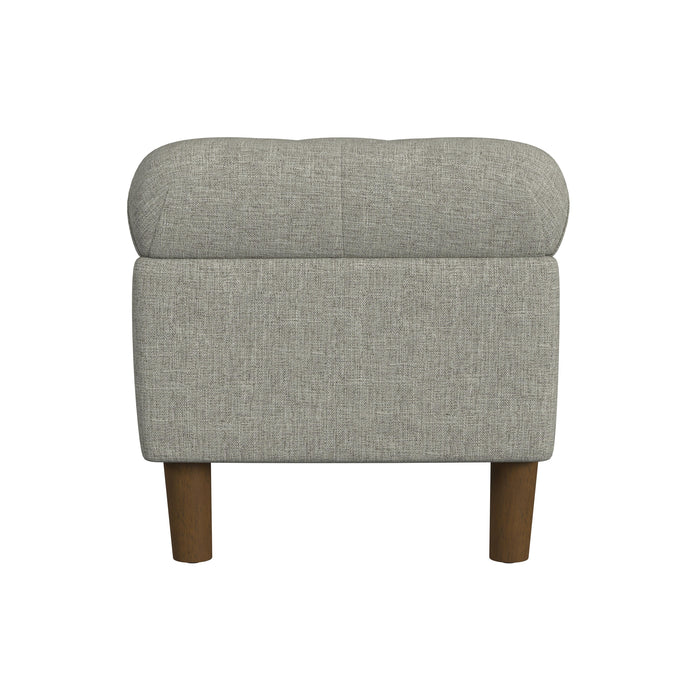 HomePop Button Tufted Storage Bench with Cone wood legs - Gray Woven