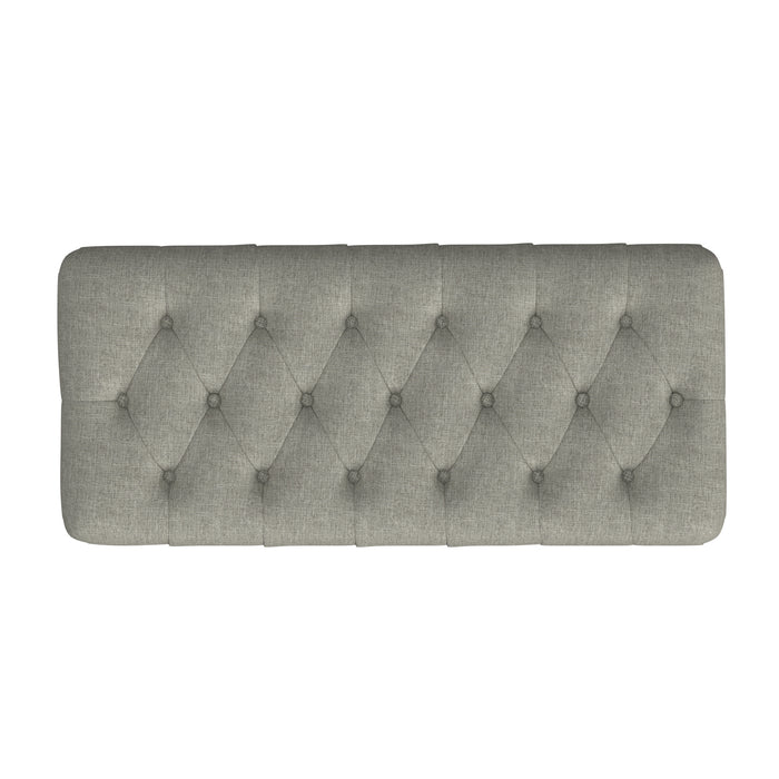 HomePop Button Tufted Storage Bench with Cone wood legs - Gray Woven