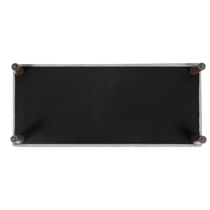 HomePop Button Tufted Storage Bench with Cone wood legs - Gray Woven