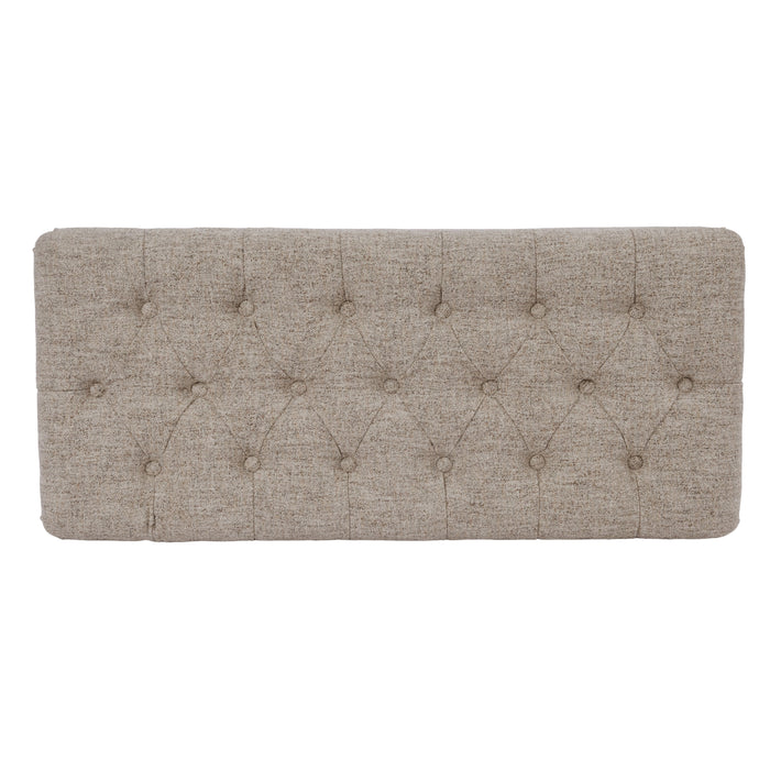 HomePop Button Tufted Storage Bench with Cone wood legs - Midtone Gray Fabric