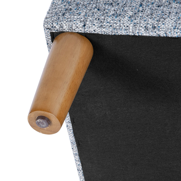 HomePop Button Tufted Storage Bench with Cone wood legs - Blue Gray Woven Fabric