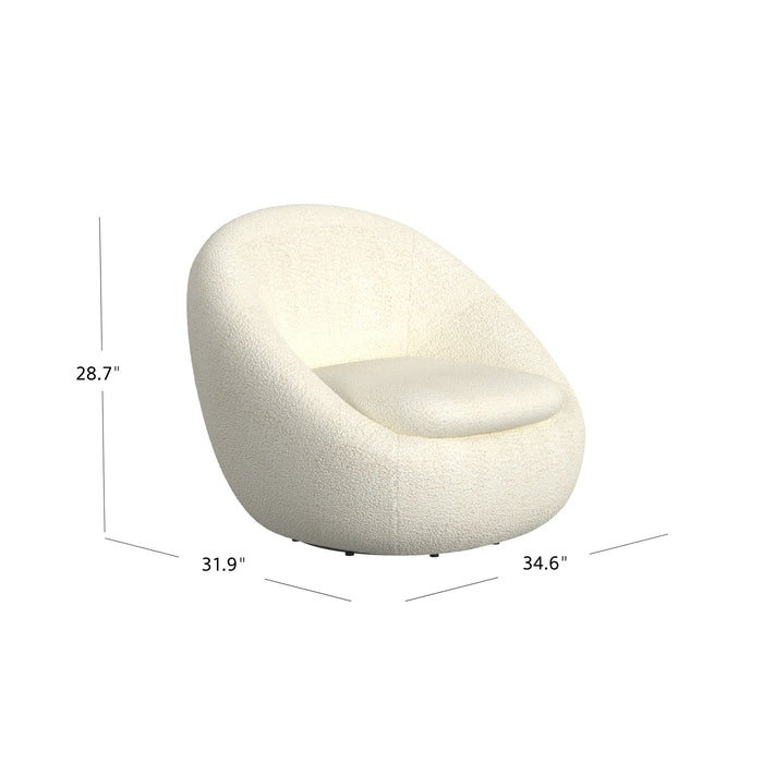 HomePop Round Swivel Chair-White Sherpa