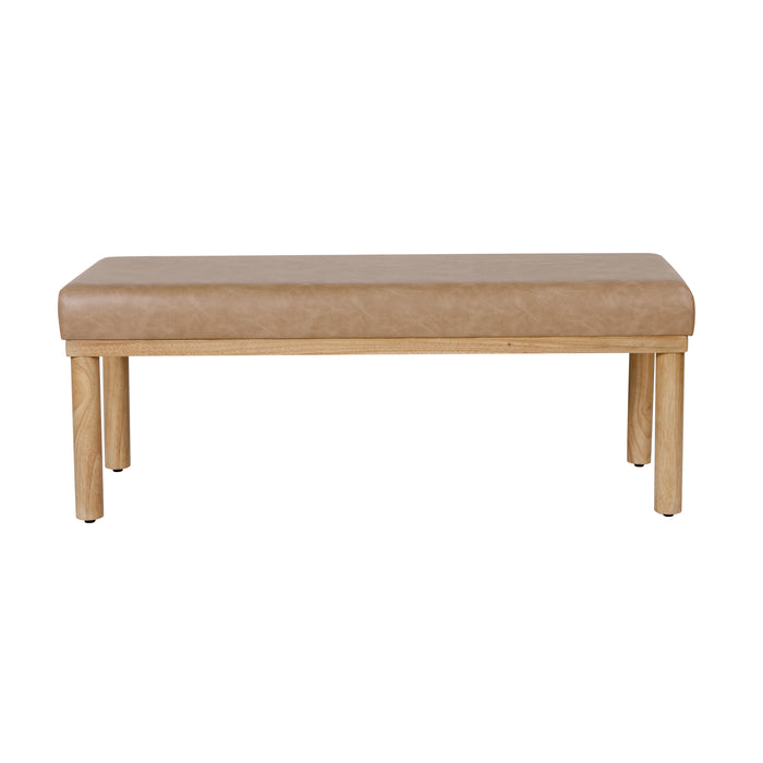 HomePop Oslo Bench - Sand Faux Leather