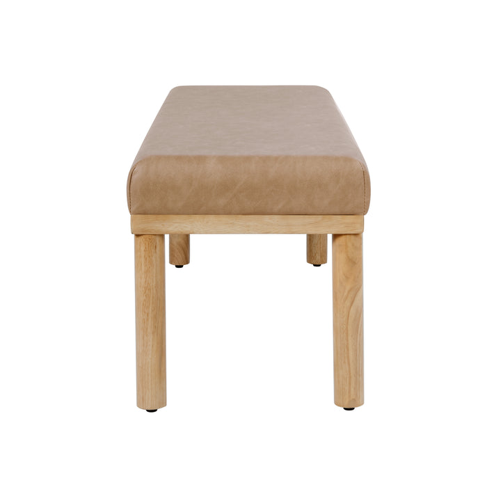 HomePop Oslo Bench - Sand Faux Leather
