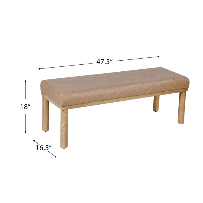 HomePop Oslo Bench - Sand Faux Leather