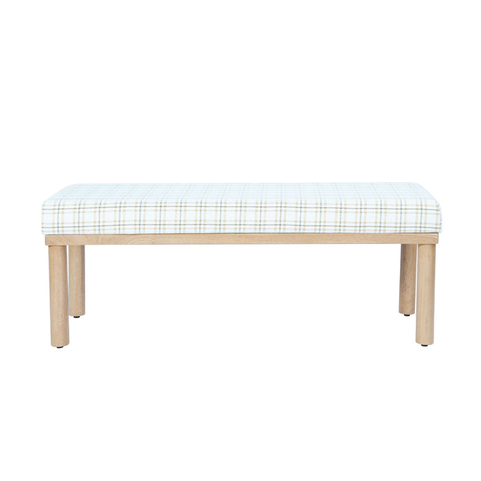 HomePop Oslo Bench - Natural Plaid Woven Fabric