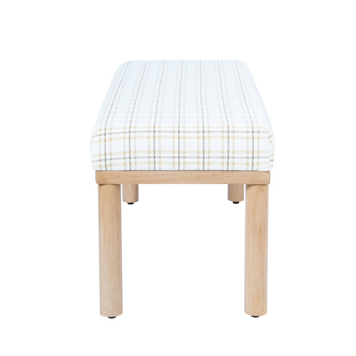 HomePop Oslo Bench - Natural Plaid Woven Fabric