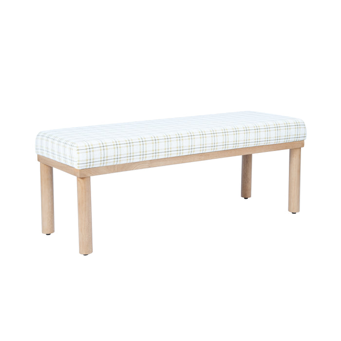 HomePop Oslo Bench - Natural Plaid Woven Fabric