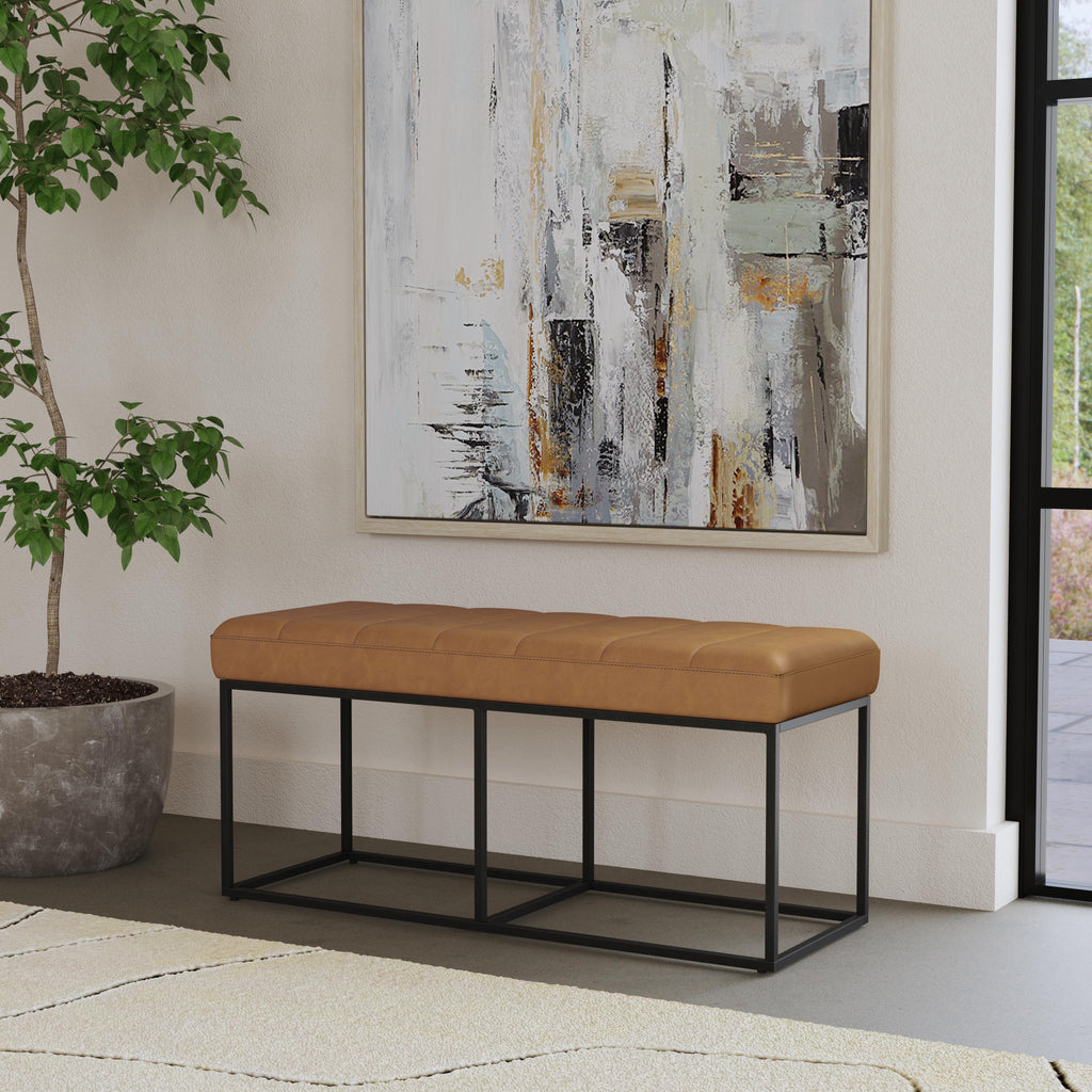 HomePop Theodore Bench -Carmel Faux Leather — HomePop Furniture