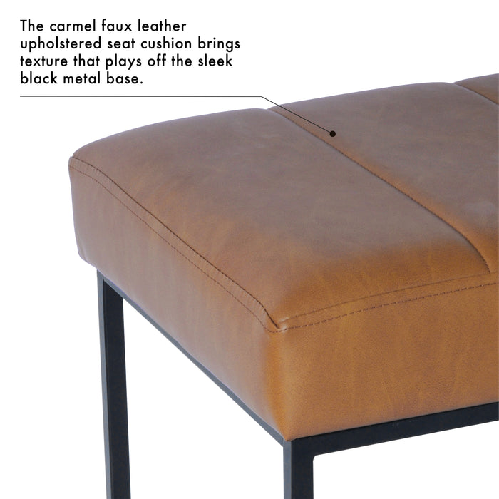 HomePop Theodore Bench -Carmel Faux Leather