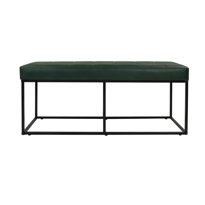 HomePop Theodore Bench -Deep Forest Green Faux Suede