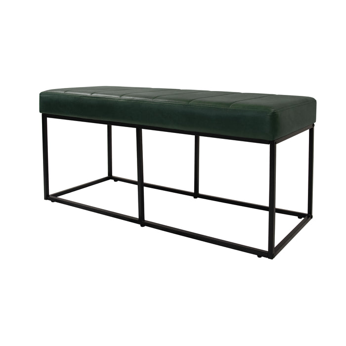 HomePop Theodore Bench -Deep Forest Green Faux Suede