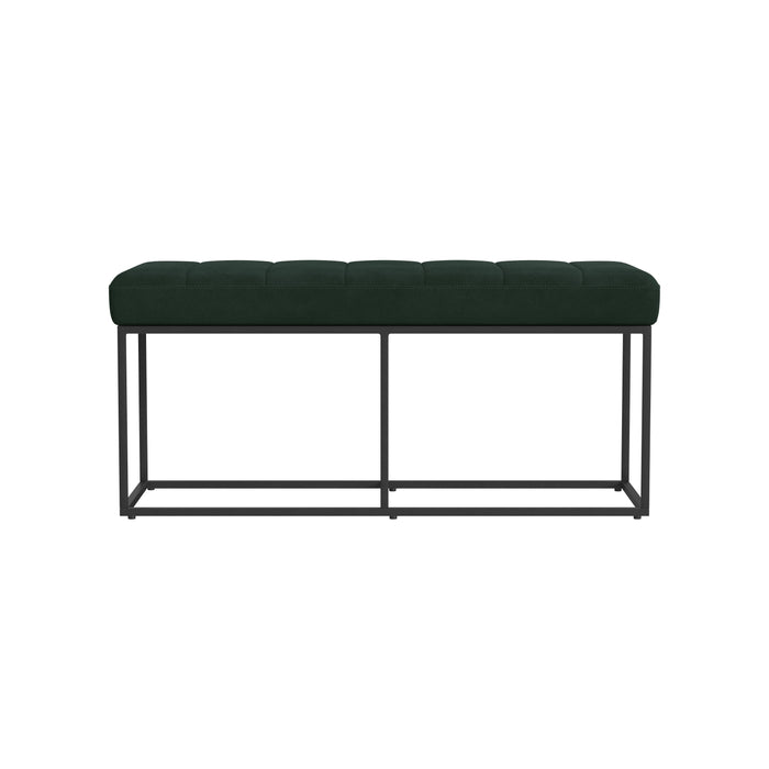 HomePop Theodore Bench -Deep Forest Green Faux Suede