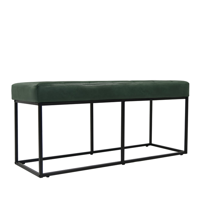 HomePop Theodore Bench -Deep Forest Green Faux Suede