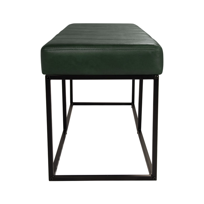 HomePop Theodore Bench -Deep Forest Green Faux Suede