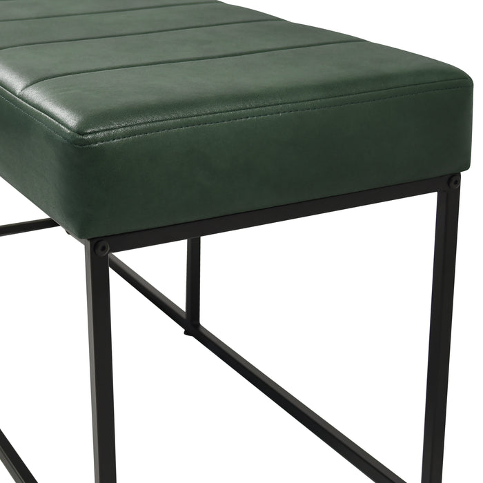 HomePop Theodore Bench -Deep Forest Green Faux Suede