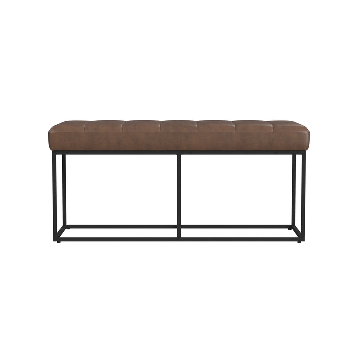 HomePop Theodore Bench - Brown Faux Leather