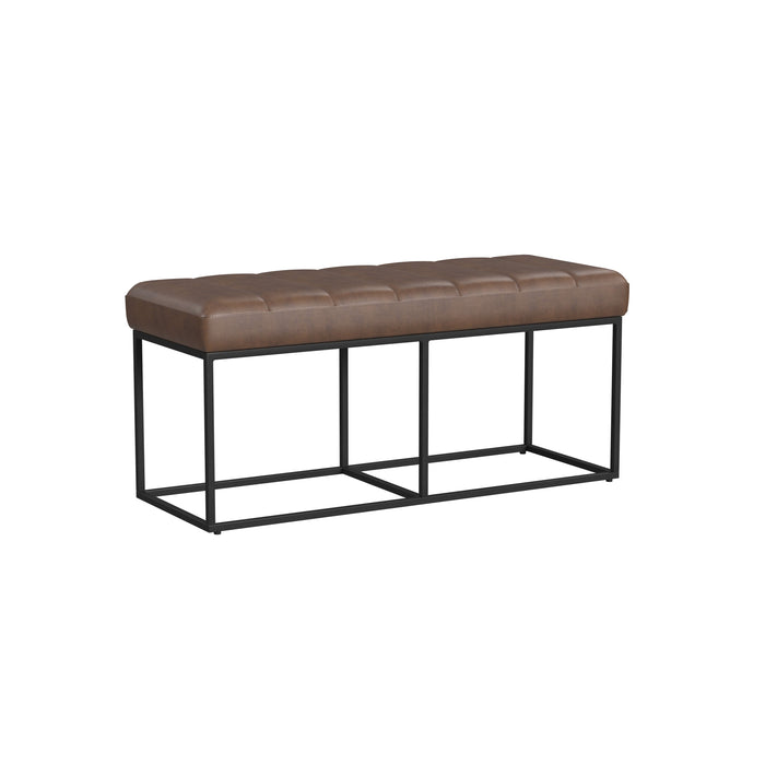 HomePop Theodore Bench - Brown Faux Leather