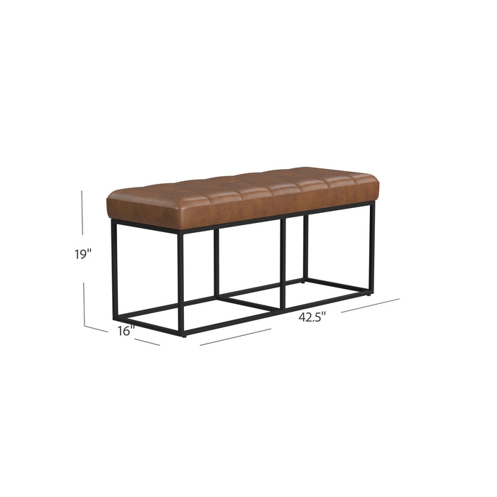 HomePop Theodore Bench - Brown Faux Leather