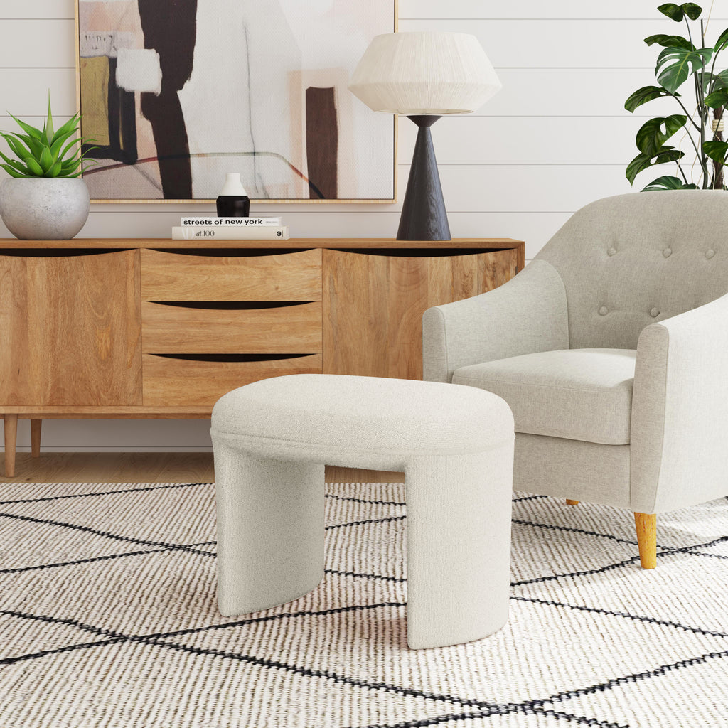 HomePop Quinn Ottoman- Cream Boucle — HomePop Furniture