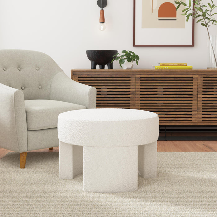 HomePop Sophia Ottoman- Cream Boucle