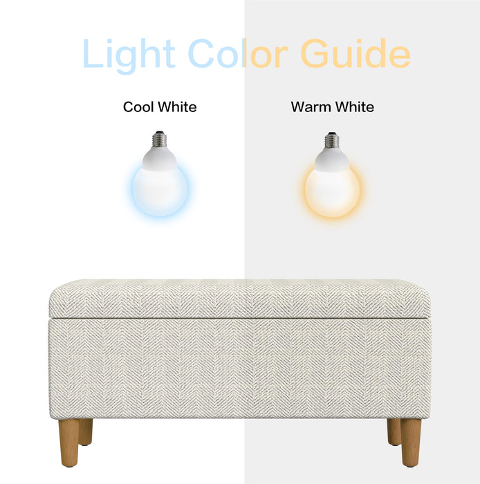 HomePop Malmo Bench - Cream Chevron Woven