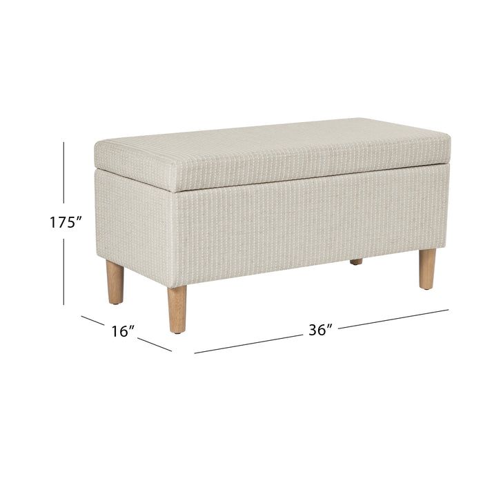 HomePop Malmo Bench - White Woven Stripe