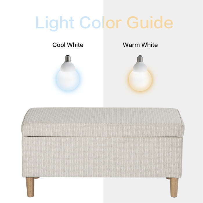 HomePop Malmo Bench - White Woven Stripe
