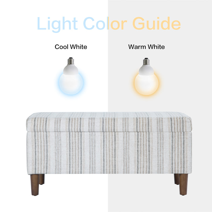 HomePop Malmo Bench - Gray Striped Pattern