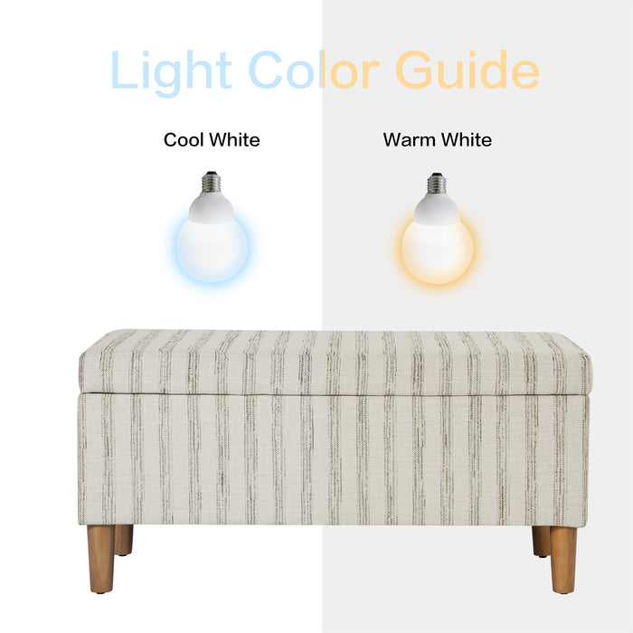 HomePop Malmo Bench - Gray and Cream Stripe