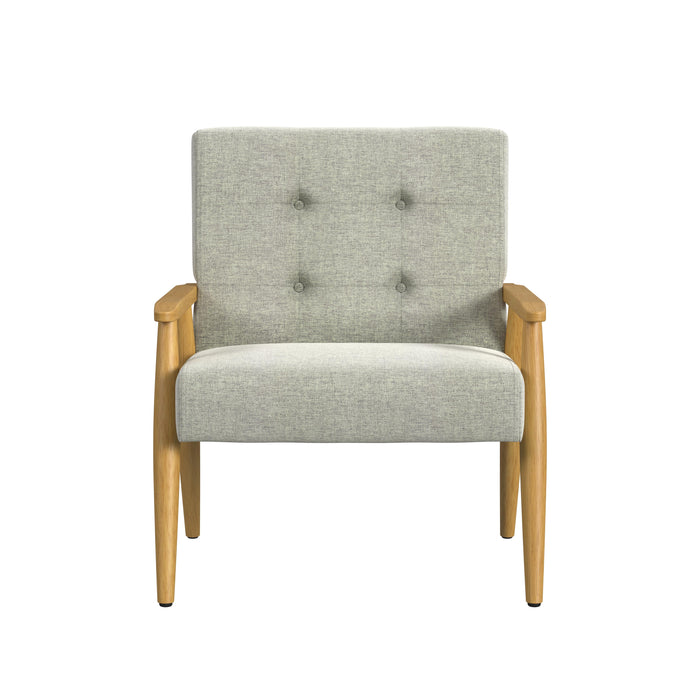 HomePop Wood Frame Accent Chair-Light Gray Solid Woven