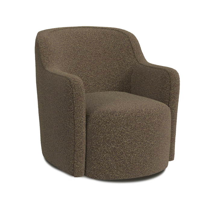 HomePop Upholstered Swivel Accent Chair-Dark Brown Boucle