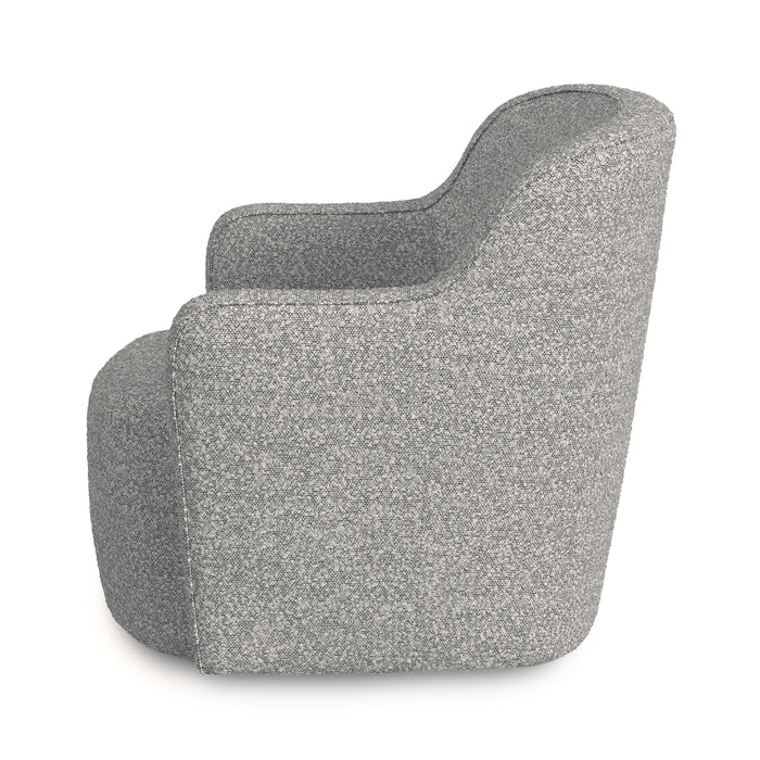 HomePop Upholstered Swivel Accent Chair -White boucle with gray yarn