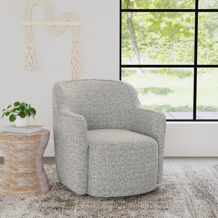 HomePop Upholstered Swivel Accent Chair -White boucle with gray yarn