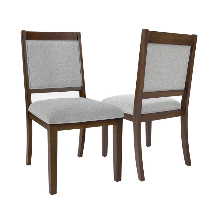 HomePop Open Back Upholstered Wood Frame Dining Chair - Gray solid woven (Set of 2)