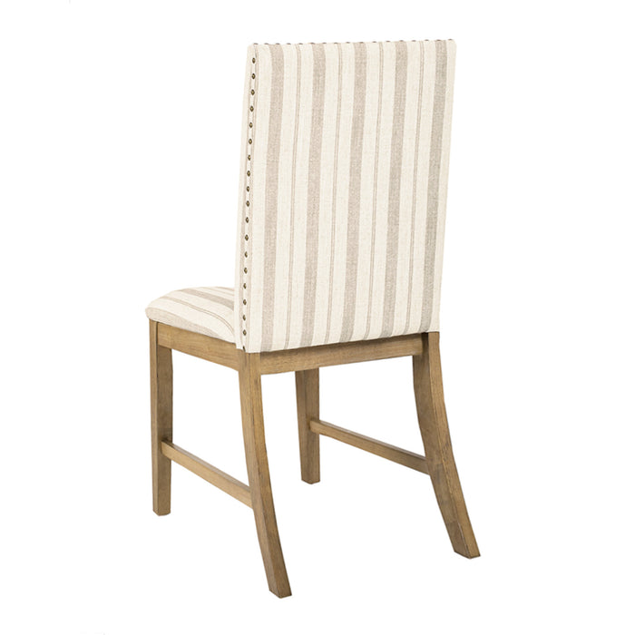 HomePop Upholstered Wood Apron Dining Chair - taupe Stripe (Set of 2)