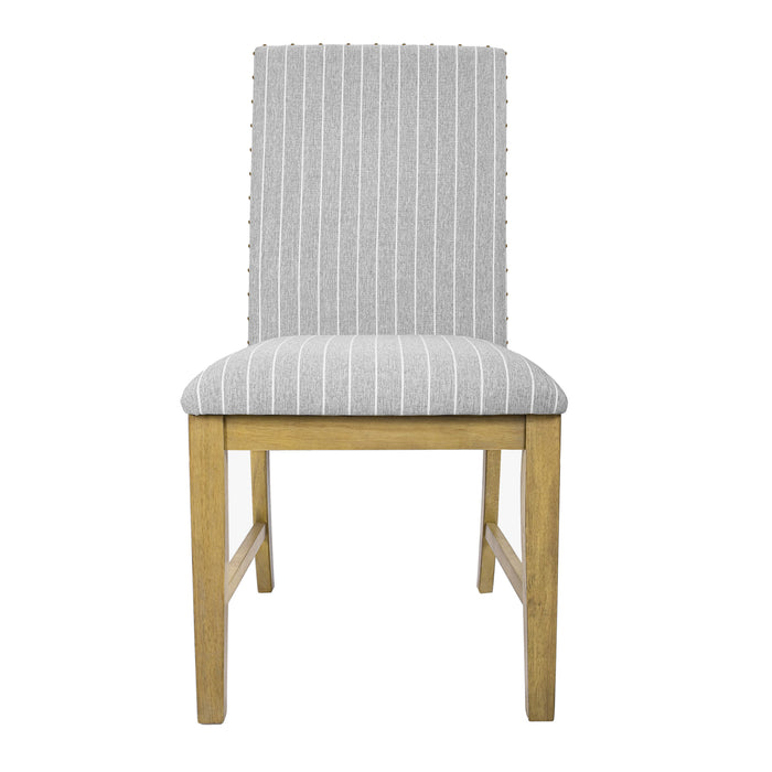 HomePop Upholstered Wood Apron Dining Chair - light Gray Stripe (Set of 2)