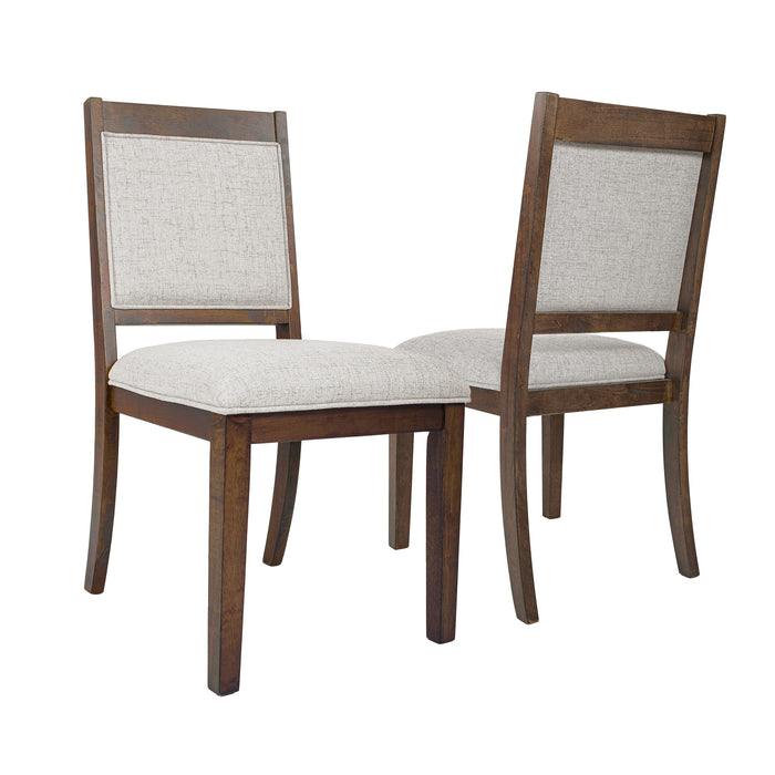HomePop Open Back Upholstered Wood Frame Dining Chair -Neutral Textured Solid (Set of 2)