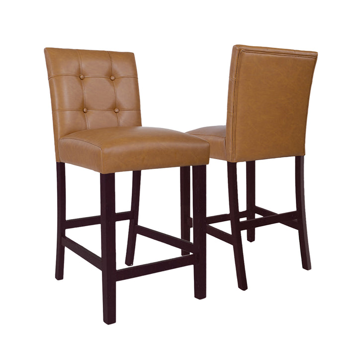 HomePop Upholstered Counter Stool - Carmel Faux Leather (Set of 2)