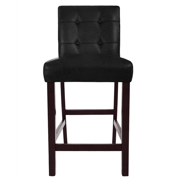 HomePop Upholstered Counter Stool - Matt black faux leather (Set of 2)