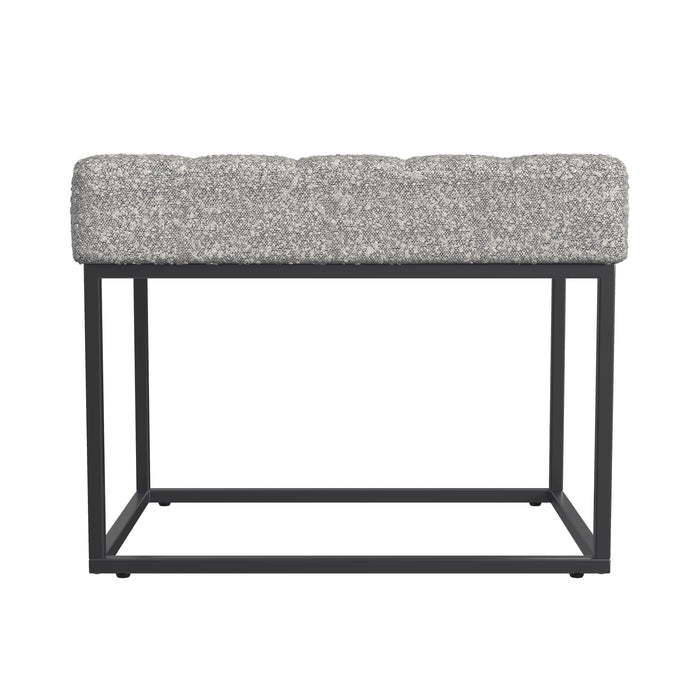 HomePop Theodore Small Ottoman -Cream Boucle with Gray Yarns