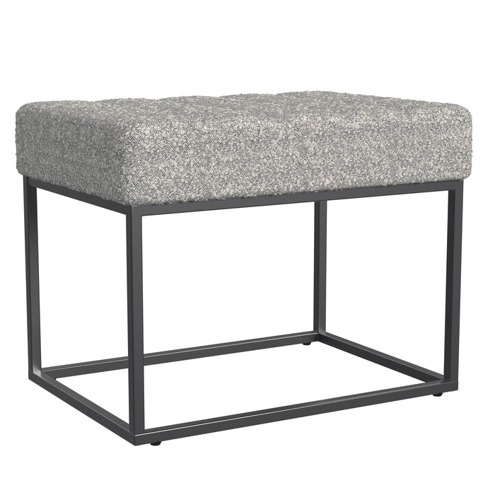 HomePop Theodore Small Ottoman -Cream Boucle with Gray Yarns